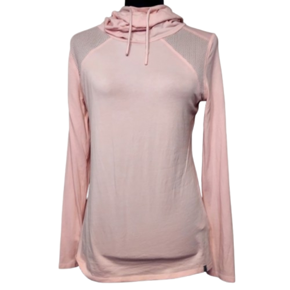 MNY Marc New York Performance Hooded Funnel Neck Long Sleeve T-shirt Pink Size S